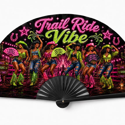 Trail Ride Vibe Clack Fan Collection | Cowgirl Western Fan | Choose A B C or D | Line Dance Party Fan | Trail Ride Fan