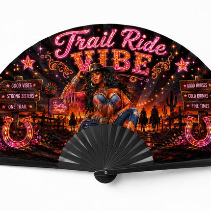 Trail Ride Vibe Clack Fan Collection | Cowgirl Western Fan | Choose A B C or D | Line Dance Party Fan | Trail Ride Fan