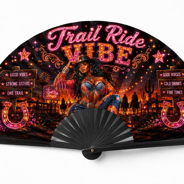 Trail Ride Vibe Clack Fan Collection | Cowgirl Western Fan | Choose A B C or D | Line Dance Party Fan | Trail Ride Fan
