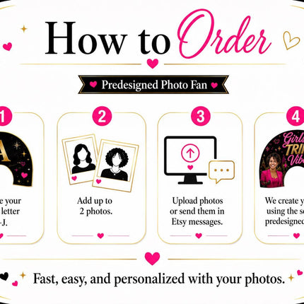 Photo Clack Fan, Pre Designed Folding Fan for Birthdays, Girls Trips, Cheer Moms and Events
