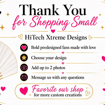Photo Clack Fan, Pre Designed Folding Fan for Birthdays, Girls Trips, Cheer Moms and Events