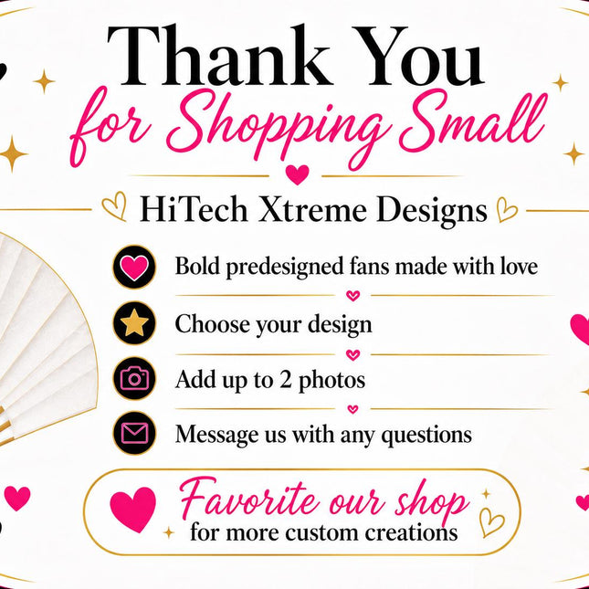 Photo Clack Fan, Pre Designed Folding Fan for Birthdays, Girls Trips, Cheer Moms and Events