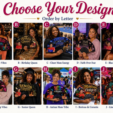 Photo Clack Fan, Pre Designed Folding Fan for Birthdays, Girls Trips, Cheer Moms and Events
