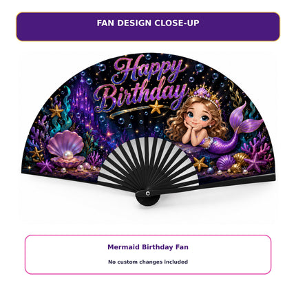 Mermaid Birthday Clack Fan, Mermaid Party Fan, Birthday Party Fan, Purple Mermaid Fan, Kids Birthday Photo Prop