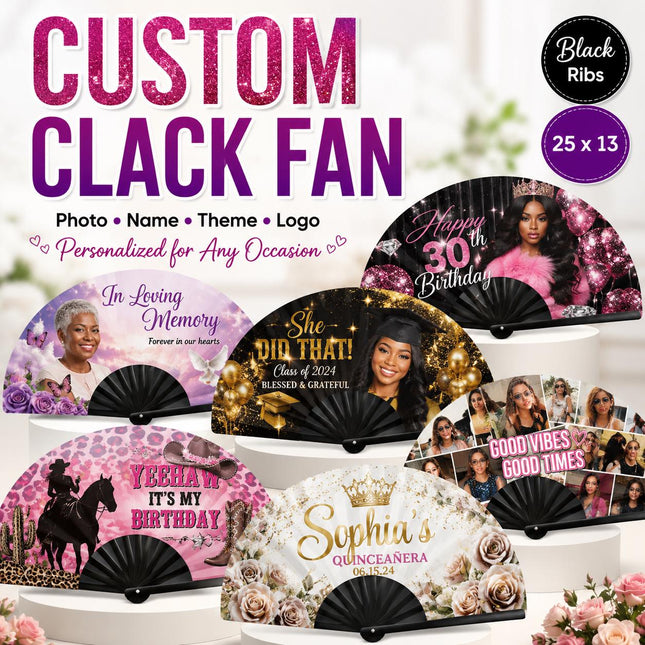 Bulk Personalized Custom Clack Fans
