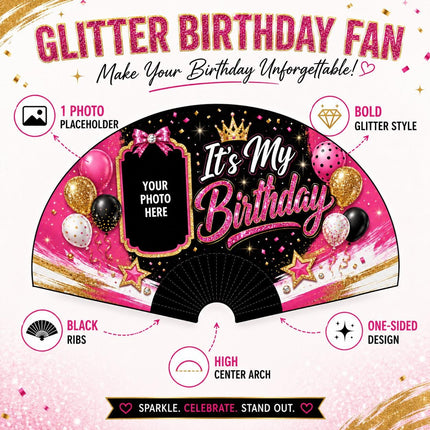 Custom Birthday Clack Fan, It’s My Birthday Fan, Personalized Photo Fan, Birthday Party Hand Fan, Diva Birthday Fan Gift