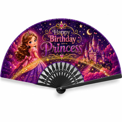 Princess Birthday Clack Fan, Custom Little Girl Party Fan, Personalized Princess Fan, Pink Purple Birthday Photo Fan, Party Favor
