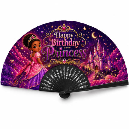 Princess Birthday Clack Fan, Custom Little Girl Party Fan, Personalized Princess Fan, Pink Purple Birthday Photo Fan, Party Favor