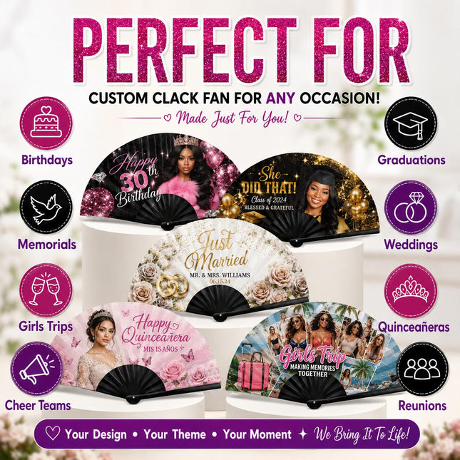 Bulk Personalized Custom Clack Fans