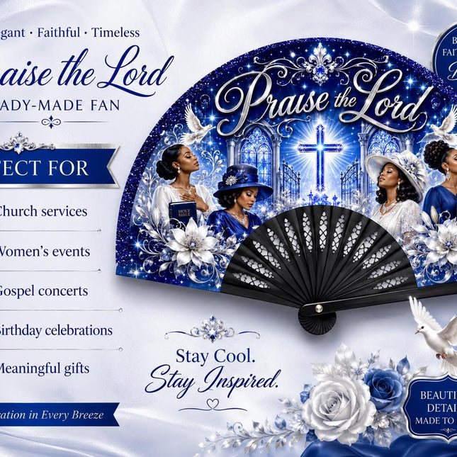 Praise The Lord Clack Fan, Faith Inspired Church Fan, Gospel Worship Fan, Christian Hand Fan, Women’s Day Fan, Religious Gift