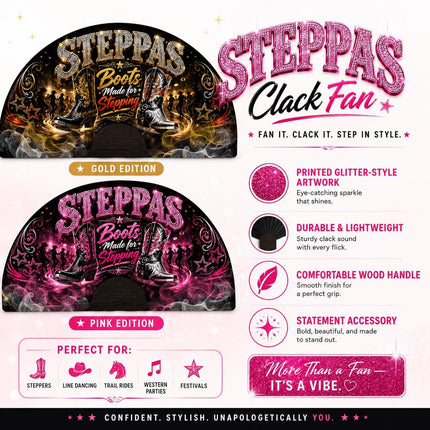 Steppas Clack Fan, Boots Made for Stepping Fan, Western Dance Fan, Line Dance Hand Fan, Cowboy Boot Party Fan, Stepping Fan Gift