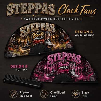 Steppas Clack Fan, Boots Made for Stepping Fan, Western Dance Fan, Line Dance Hand Fan, Cowboy Boot Party Fan, Stepping Fan Gift