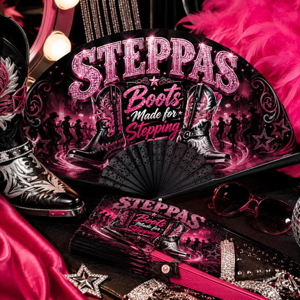 Steppas Clack Fan, Boots Made for Stepping Fan, Western Dance Fan, Line Dance Hand Fan, Cowboy Boot Party Fan, Stepping Fan Gift