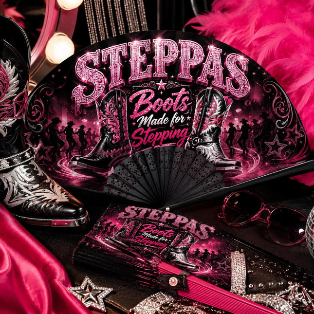 Steppas Clack Fan, Boots Made for Stepping Fan, Western Dance Fan, Line Dance Hand Fan, Cowboy Boot Party Fan, Stepping Fan Gift
