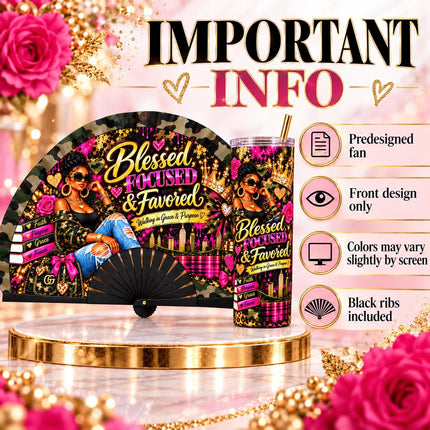 Blessed Clack Fan & 20oz Tumbler Set, Faith Gift for Women