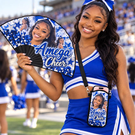 Personalized Clack Fan & Phone Pouch Set with Photo Design