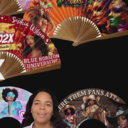 Custom Clack Fan 25x13 – Personalized Folding Fan with Photo or Logo, Party Favor, Birthday, Wedding, Festival, Sports, Line Dance Gift