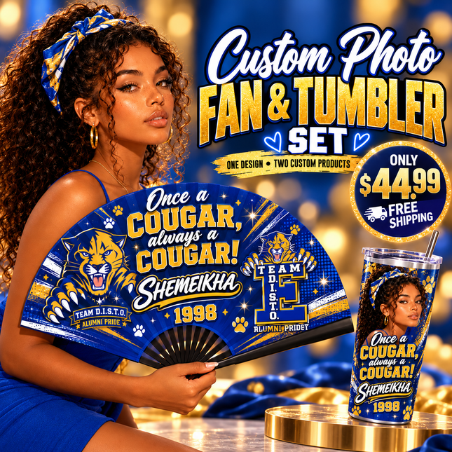 Custom Photo Clack Fan & 20oz Tumbler Set